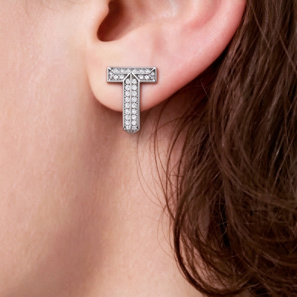 Tiffany T1 Open Hoop Earrings, White Gold | Modern Luxury T-Shaped Hoop Earrings, Women's Fine Jewelry