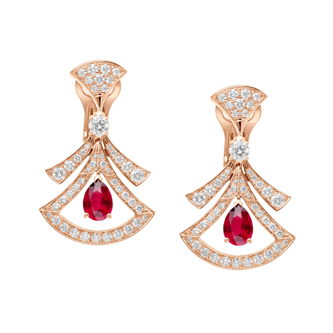 BVlgari DIVAS' DREAM High Jewelry Drop Earrings — Rose Gold Italian Luxury Jewelry