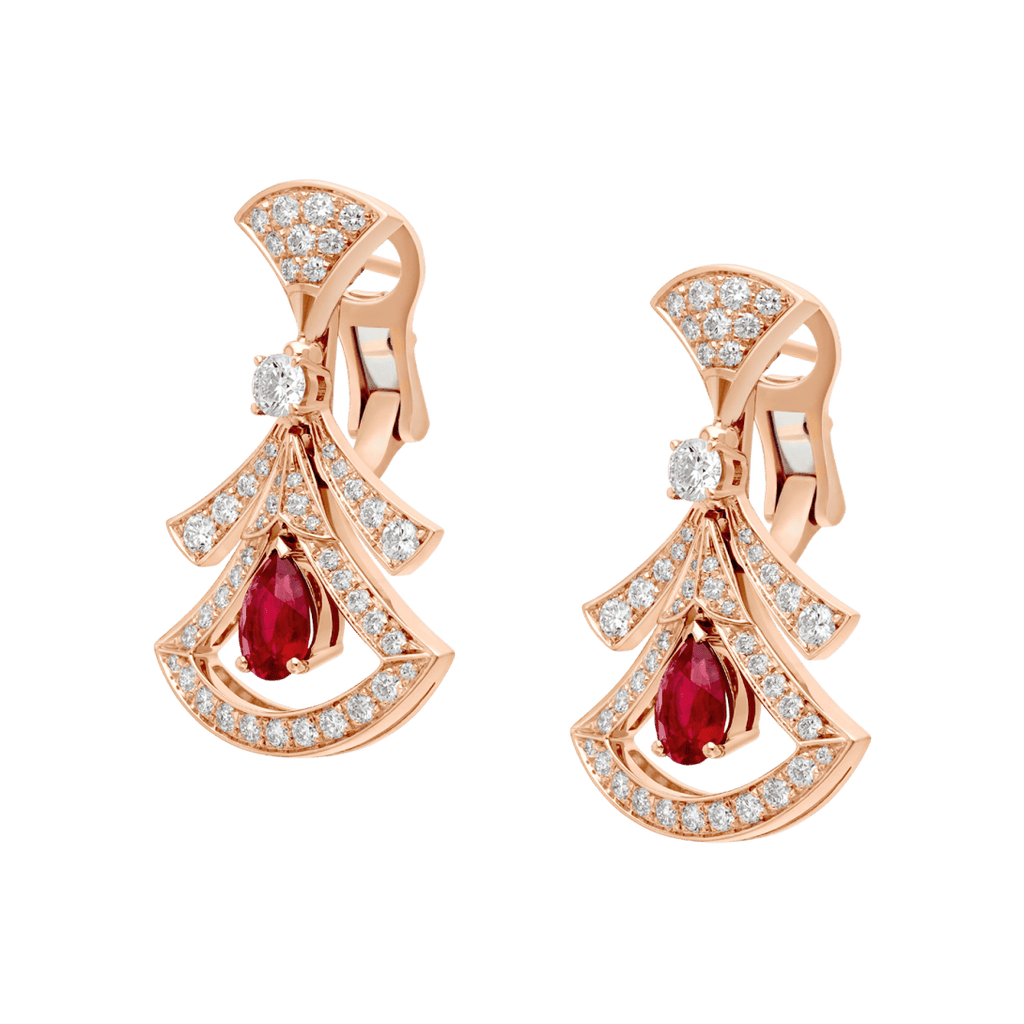 BVlgari DIVAS' DREAM High Jewelry Drop Earrings — Rose Gold Italian Luxury Jewelry
