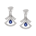 BVlgari DIVAS' DREAM High Jewelry pendant earrings—Italian luxury jewelry in white gold.