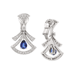 BVlgari DIVAS' DREAM High Jewelry pendant earrings—Italian luxury jewelry in white gold.