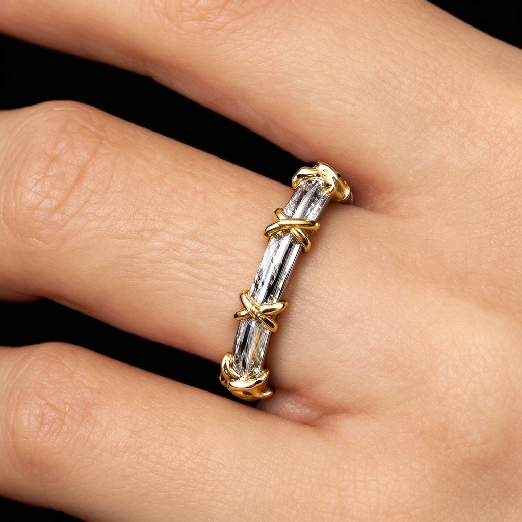 Tiffany Schlumberger Sixteen Stone all-metal ring—X-motif band
