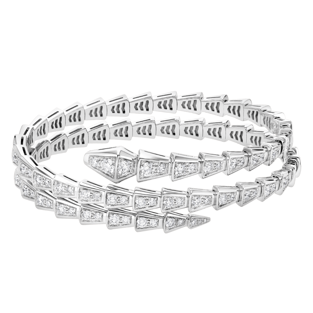 Bvlgari Serpenti Viper Double-Coil Diamond Bracelet – White Gold High Jewelry