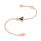 Bvlgari Divas' Dream rose gold bracelet with malachite, diamonds, and fan-shaped motifs.