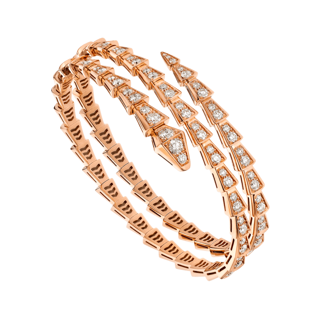 Bvlgari Serpenti Viper Double-Coil Diamond Bracelet – Rose Gold High Jewelry