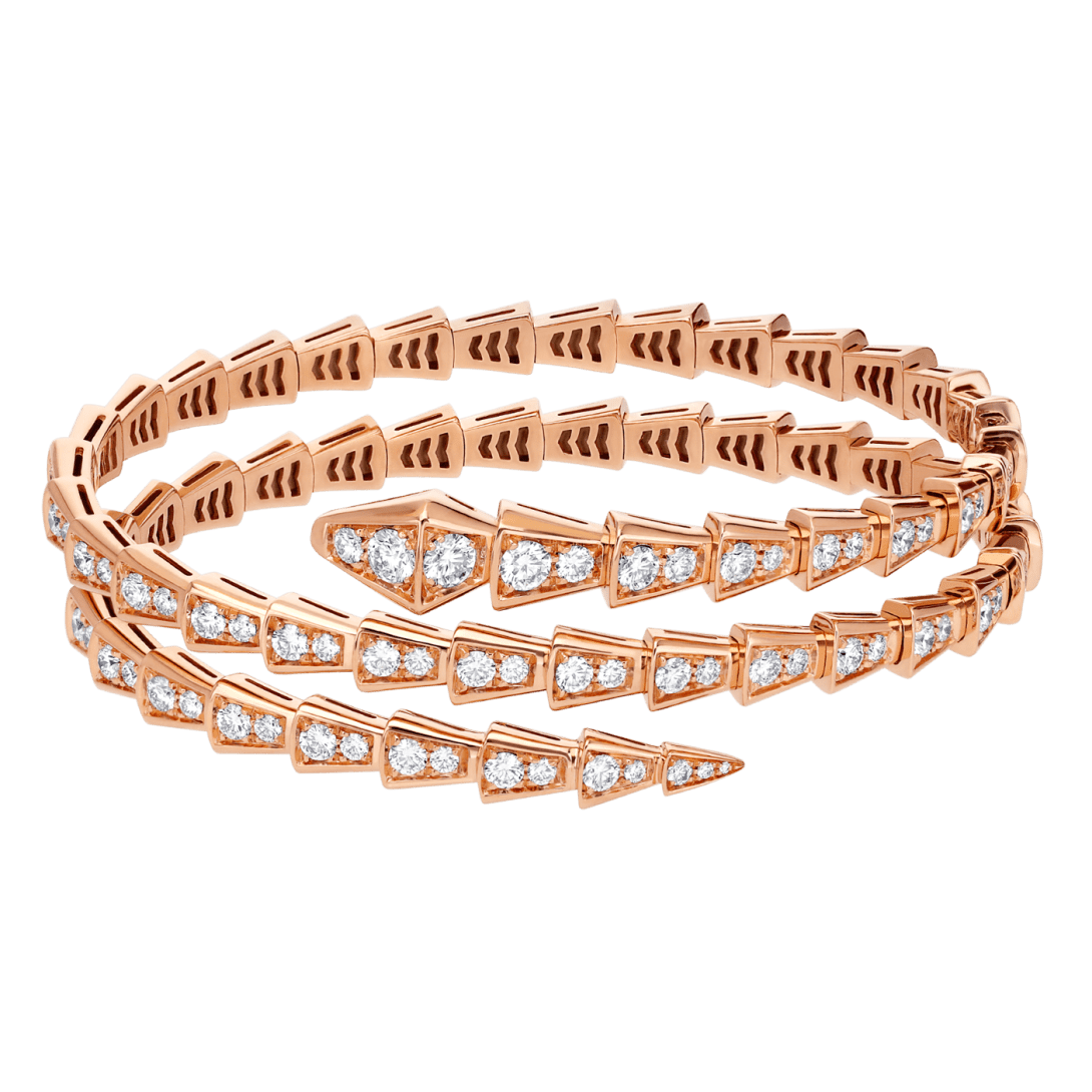Bvlgari Serpenti Viper Double-Coil Diamond Bracelet – Rose Gold High Jewelry
