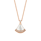 Bvlgari Divas' Dream rose gold fan-shaped necklace, set with mother-of-pearl and diamonds.