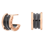 BVlgari B.zero1 Stud Earrings — Rose Gold and Black Ceramic, Italian Luxury Jewelry
