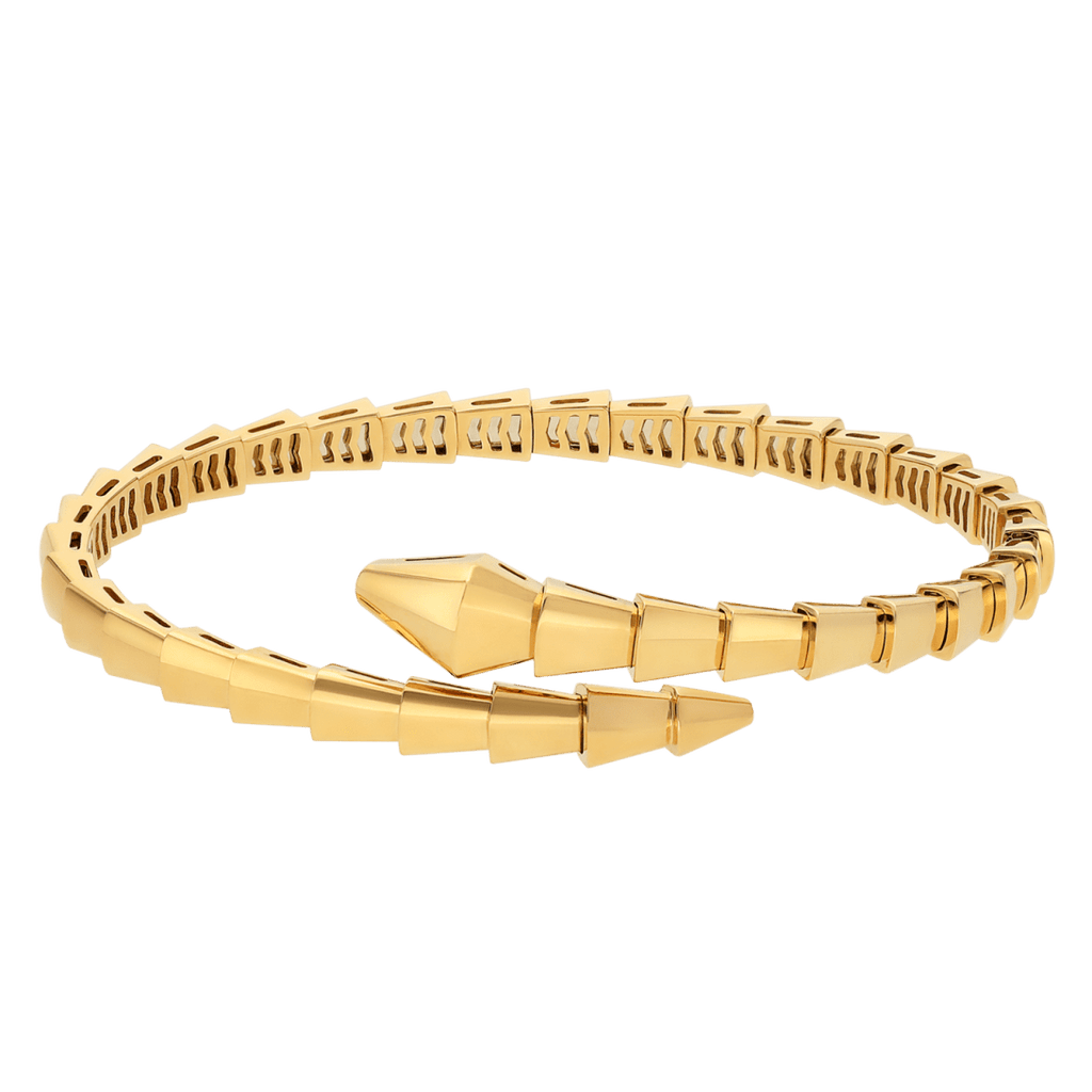 BVLGARI Serpenti Viper Style  Yellow Gold Snake Bangle Bracelet – Iconic Minimalist Tubogas Serpent Jewelry for Women & Men