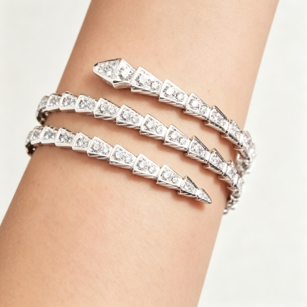 Bvlgari Serpenti Viper Double-Coil Diamond Bracelet – White Gold High Jewelry