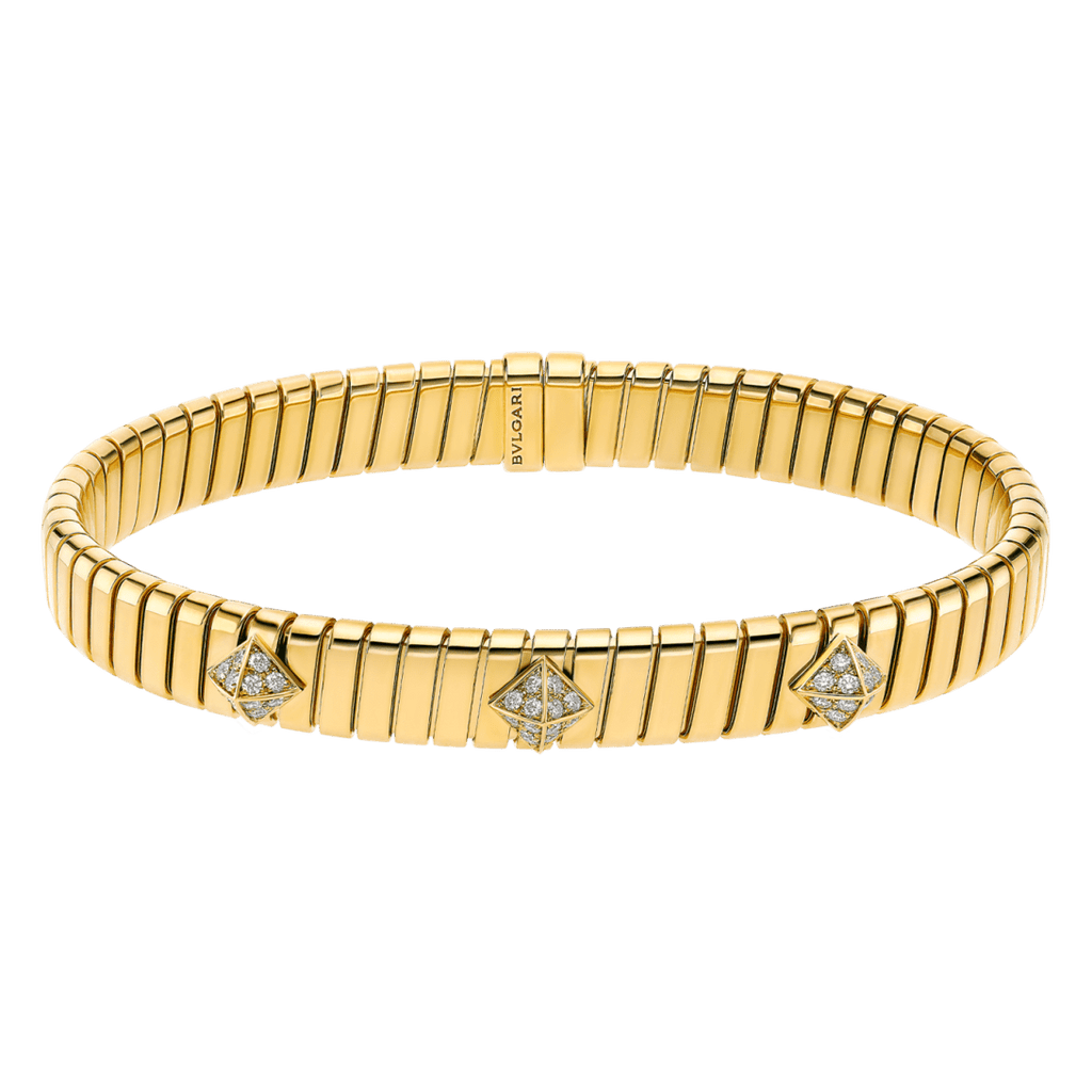 Bvlgari Tubogas bracelet—yellow gold, pavé diamonds