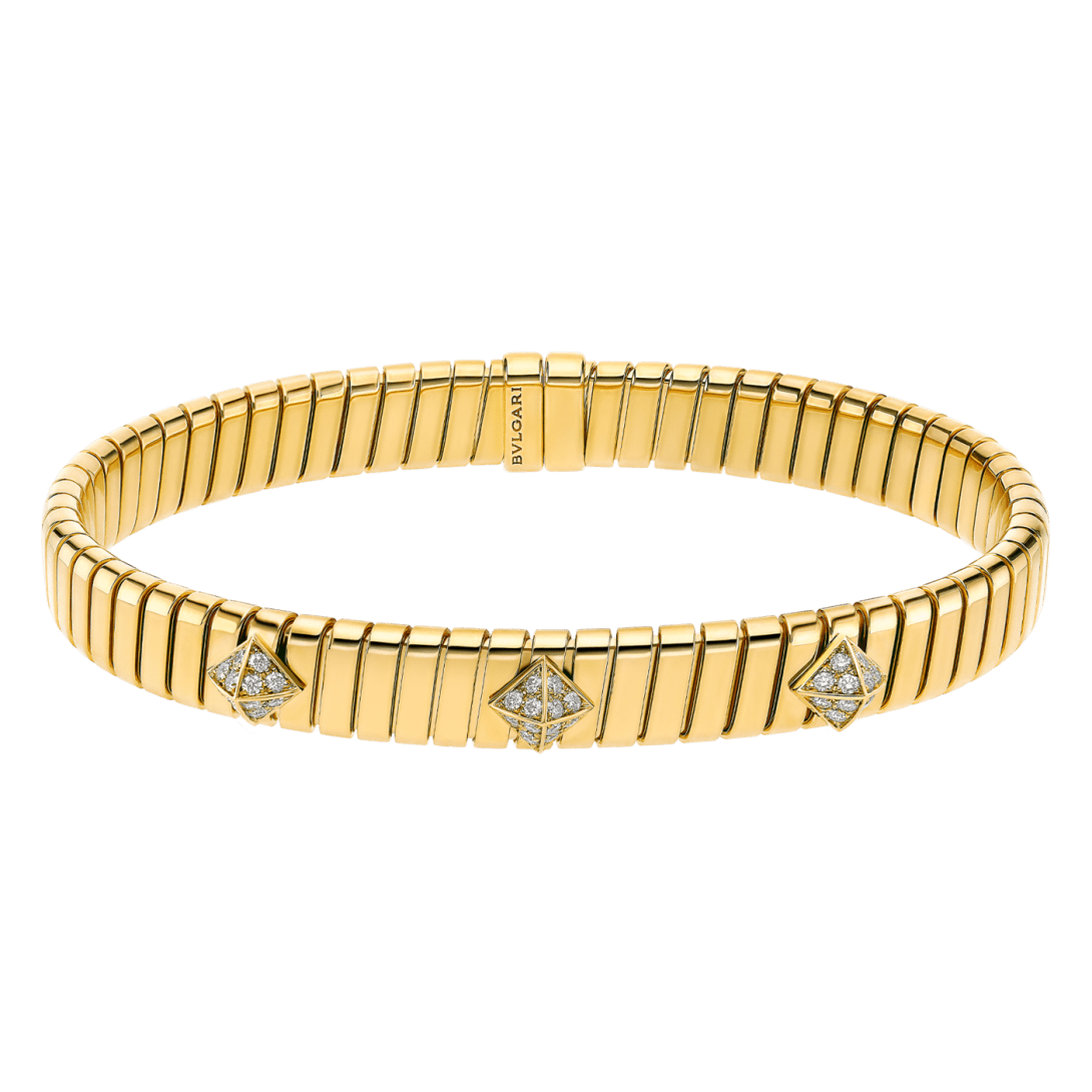 Bvlgari Tubogas bracelet—yellow gold, pavé diamonds
