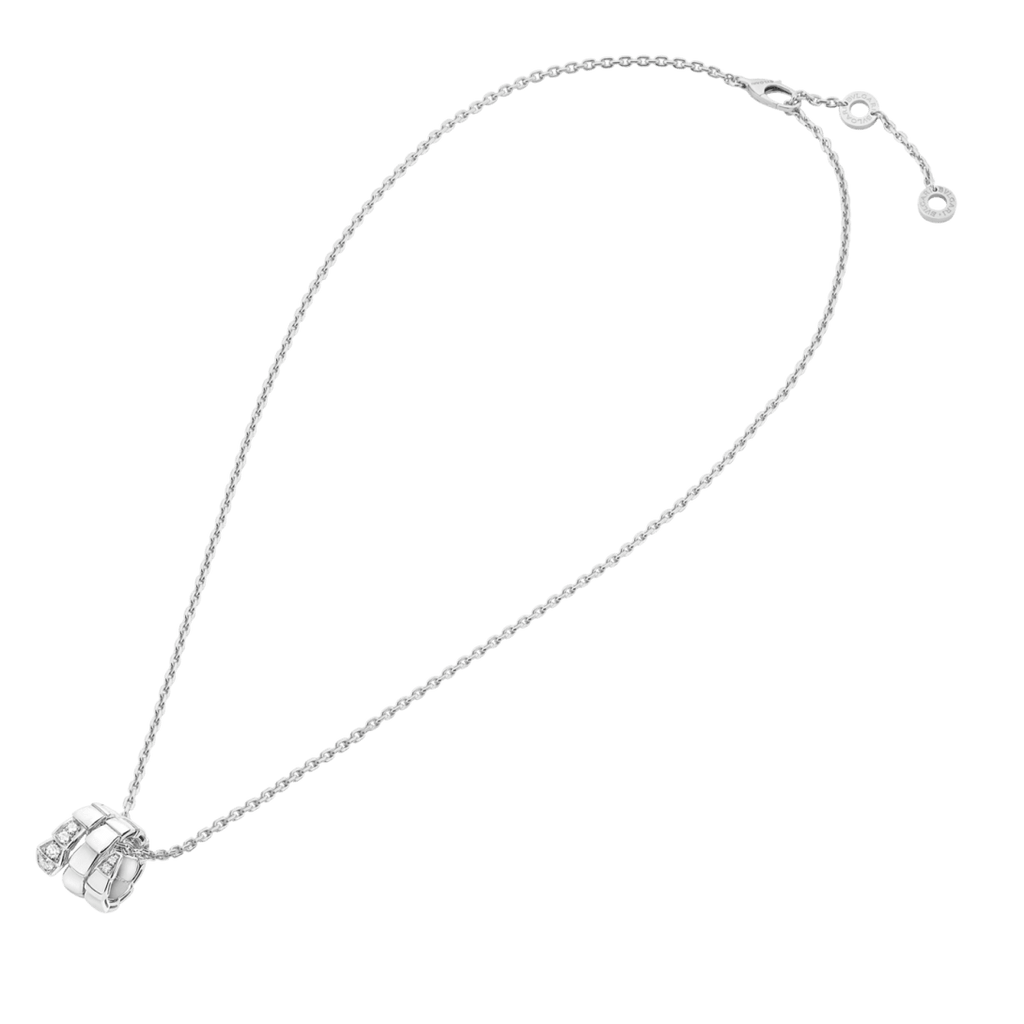 Bvlgari Serpenti Viper snake-motif pendant necklace — white gold