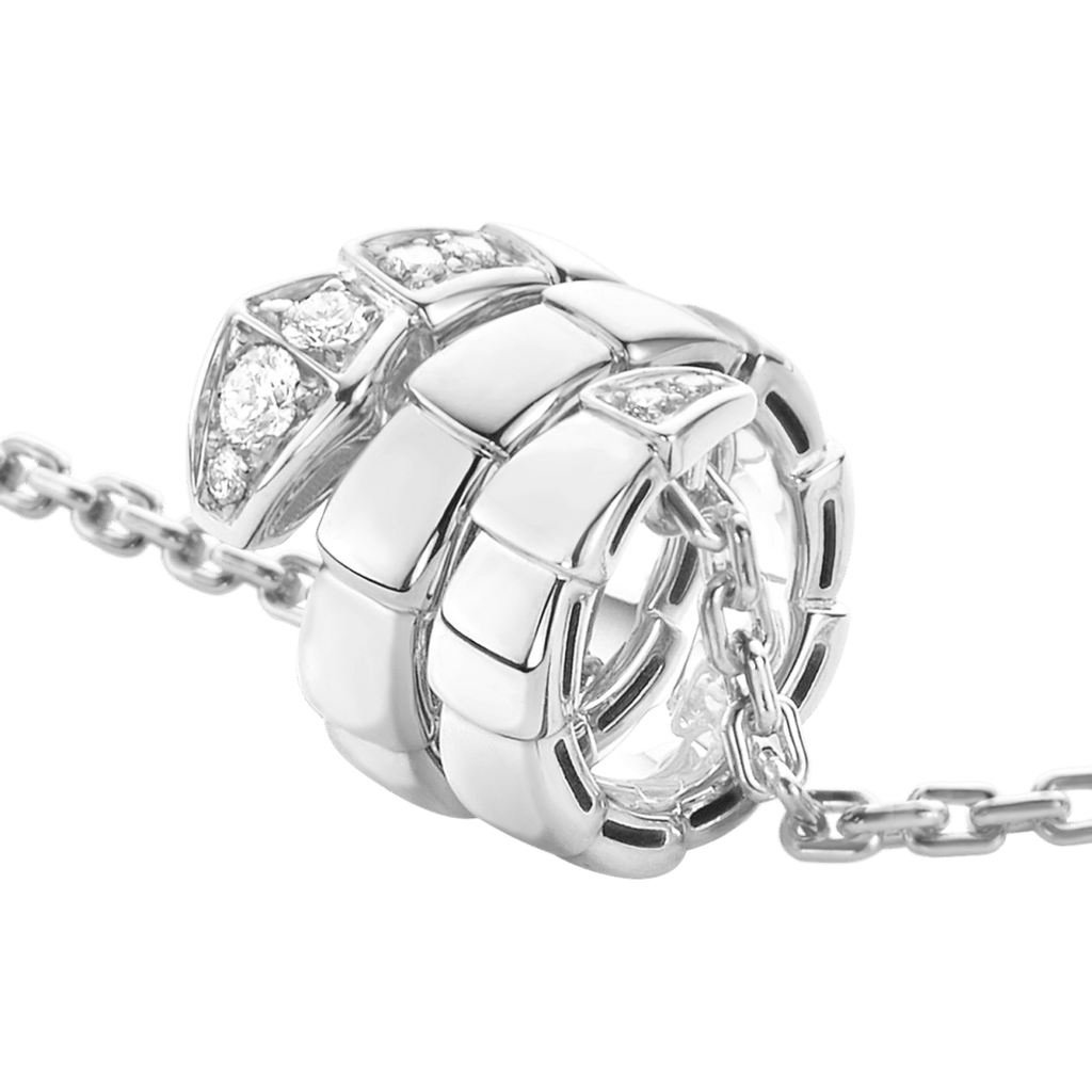 Bvlgari Serpenti Viper snake-motif pendant necklace — white gold