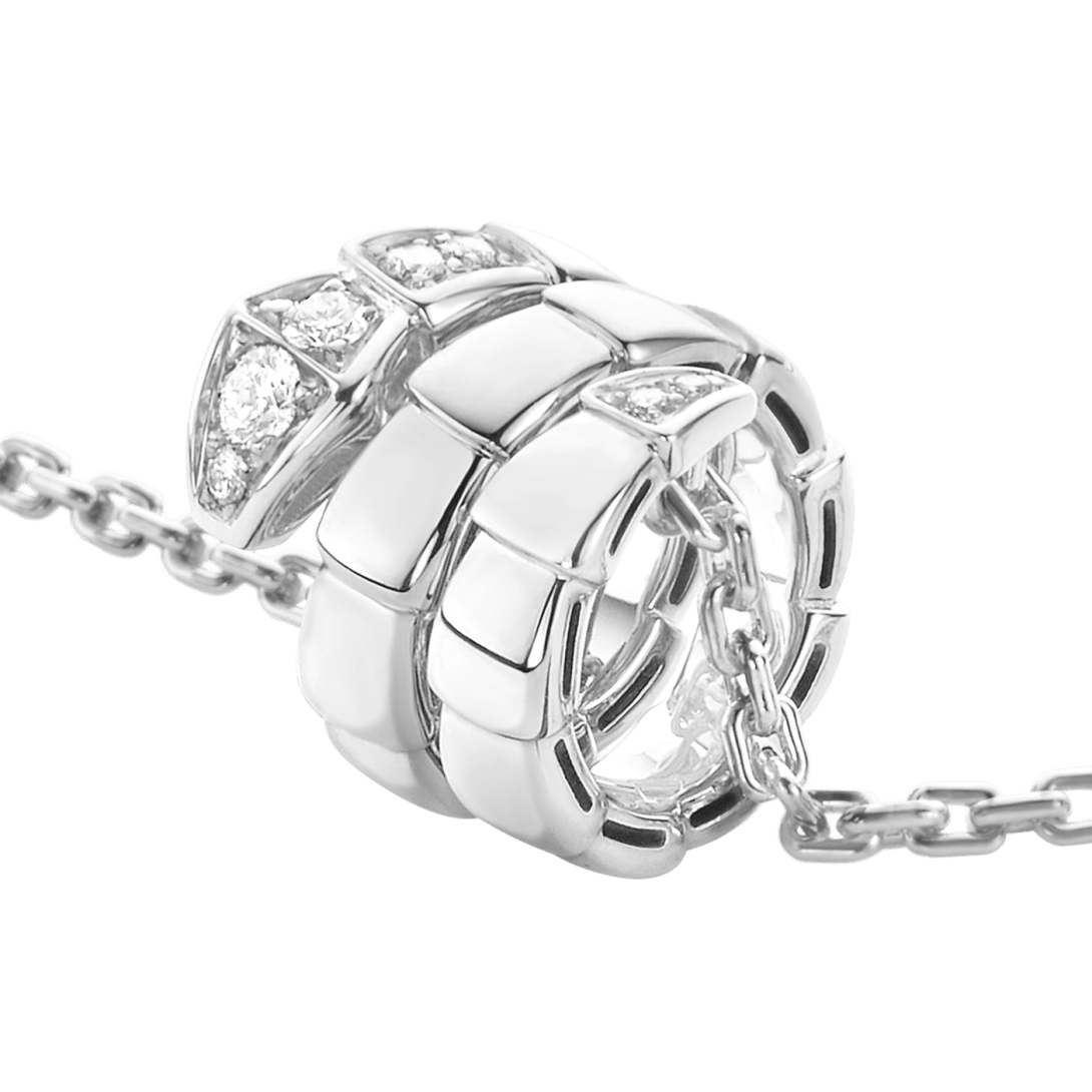 Bvlgari Serpenti Viper snake-motif pendant necklace — white gold