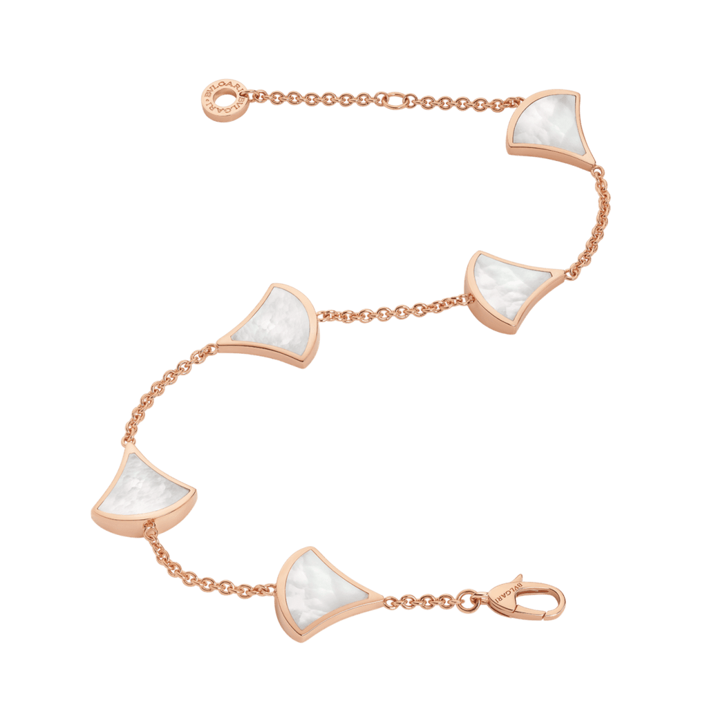 Bvlgari Divas' Dream rose gold and white mother-of-pearl bracelet with five fan-shaped motifs