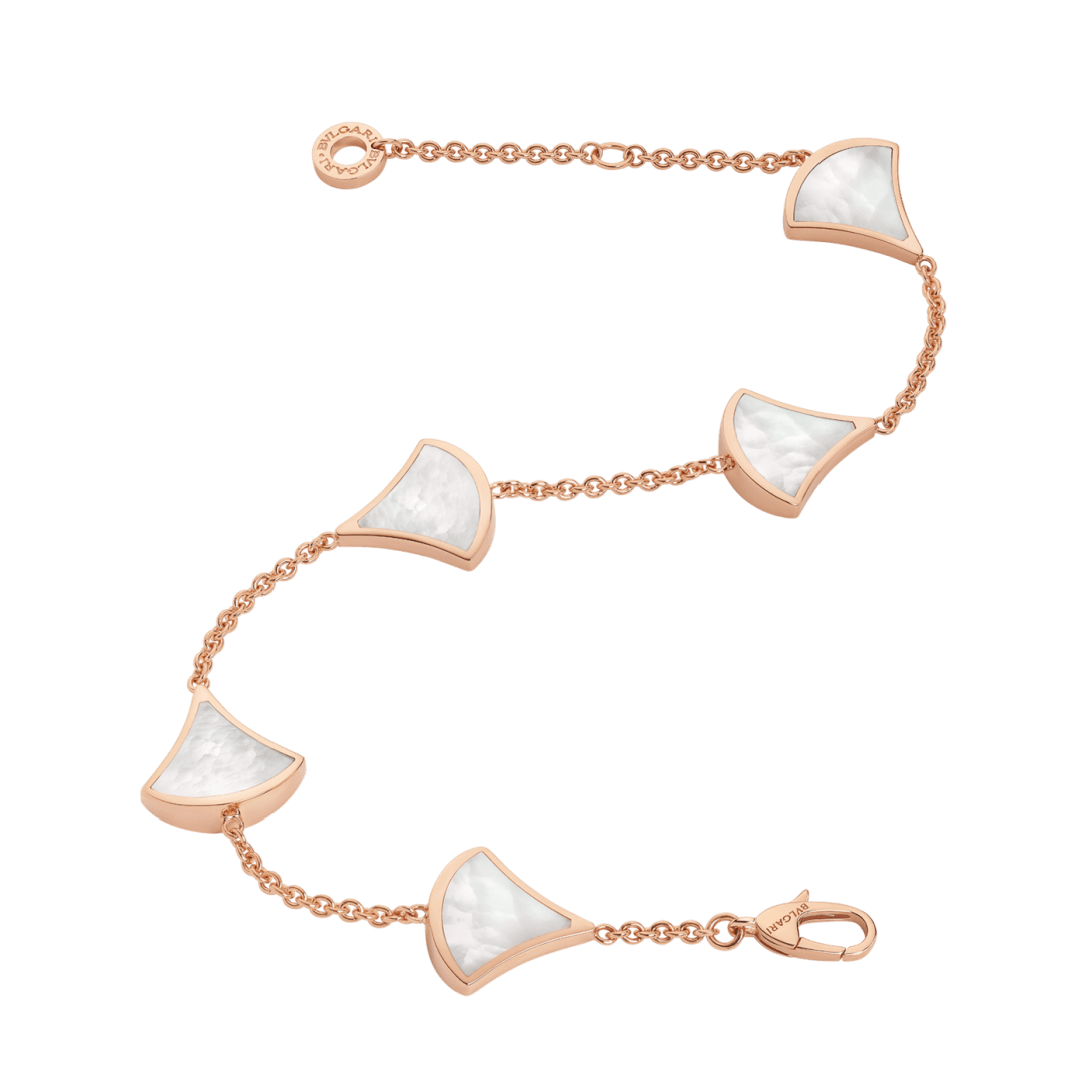 Bvlgari Divas' Dream rose gold and white mother-of-pearl bracelet with five fan-shaped motifs