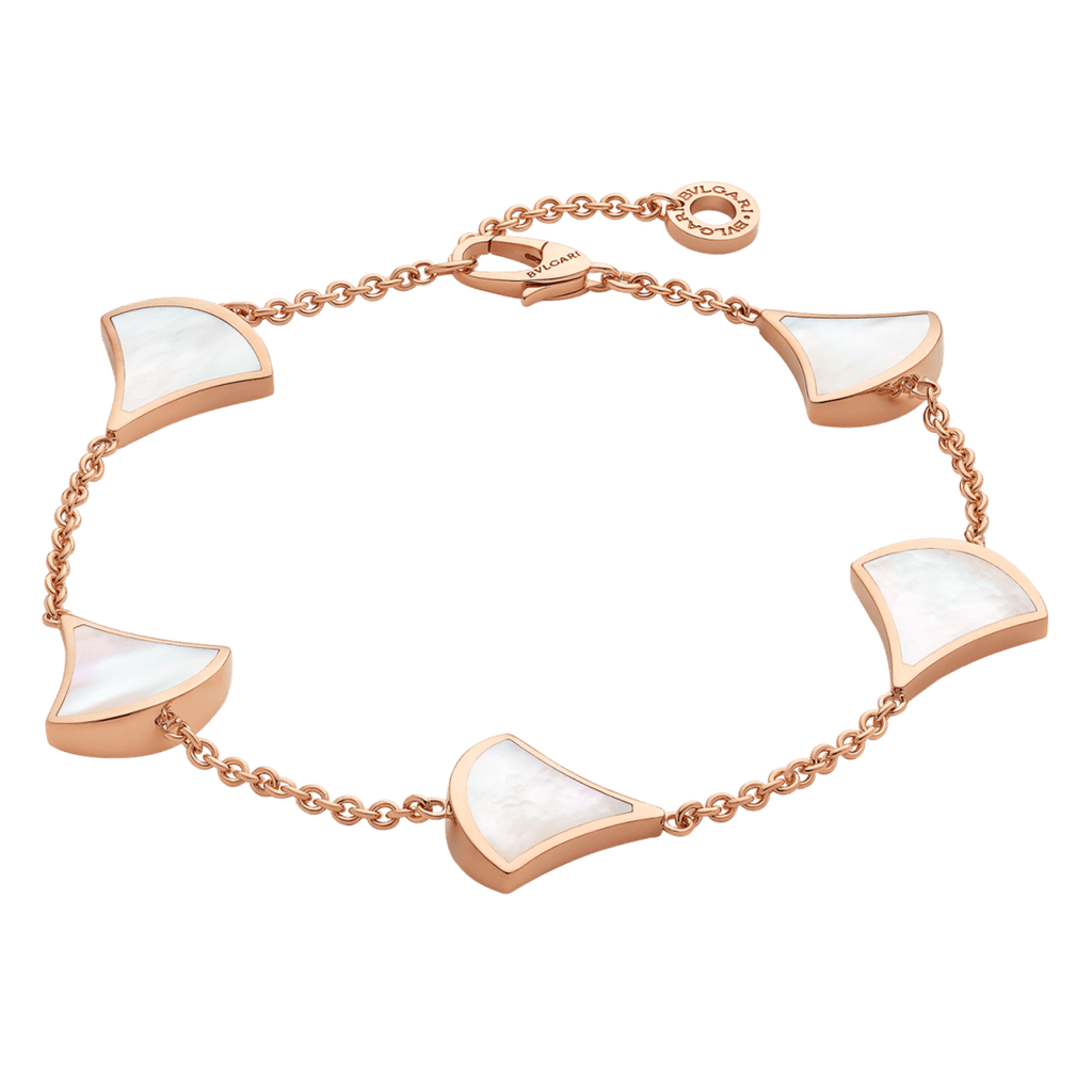 Bvlgari Divas' Dream rose gold and white mother-of-pearl bracelet with five fan-shaped motifs
