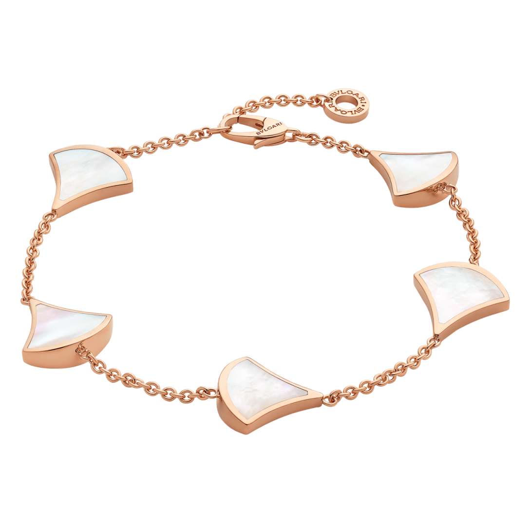 Bvlgari Divas' Dream rose gold and white mother-of-pearl bracelet with five fan-shaped motifs