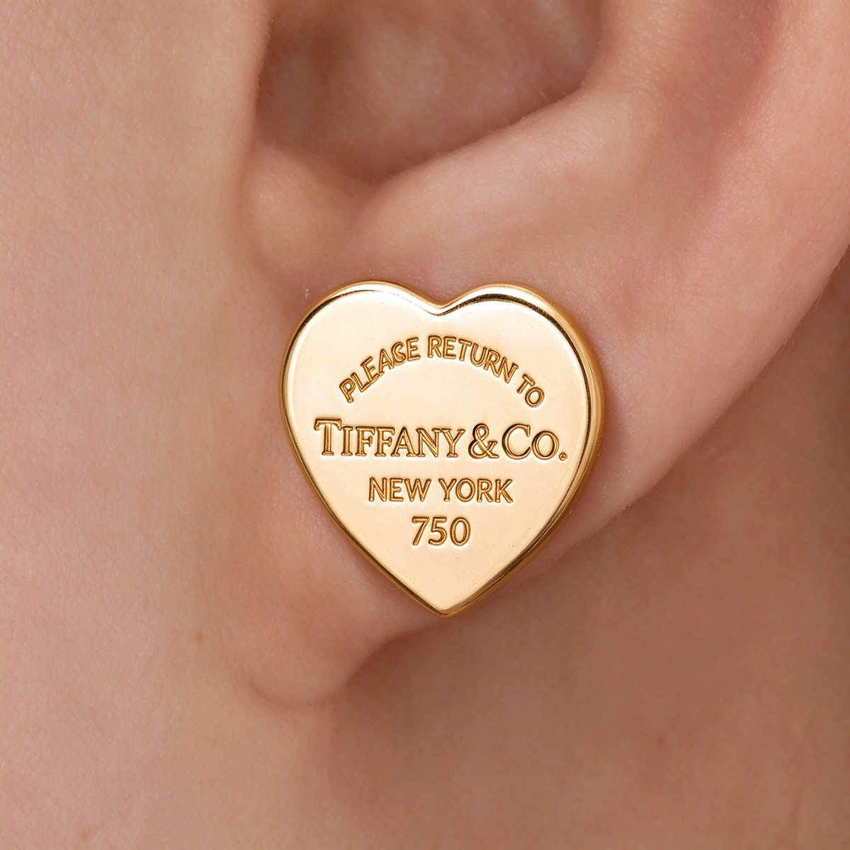 Tiffany & Co. Return to Tiffany Heart Tag Earrings in Yellow Gold | Classic Heart Stud Earrings – Women's Fine Jewelry