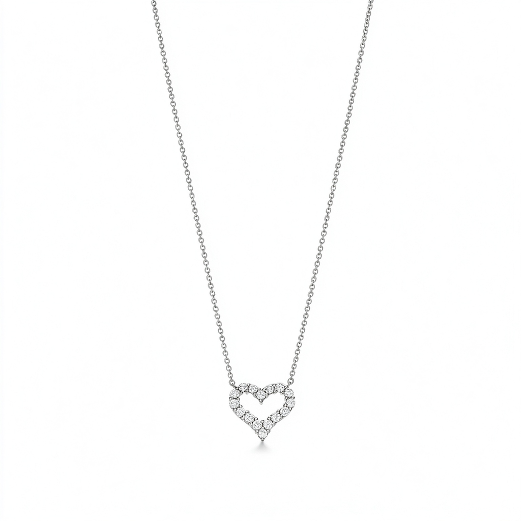 Tiffany Elsa Peretti Open Heart Pendant Necklace in Platinum