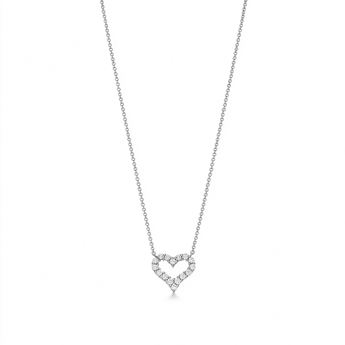 Tiffany Elsa Peretti Open Heart Pendant Necklace in Platinum