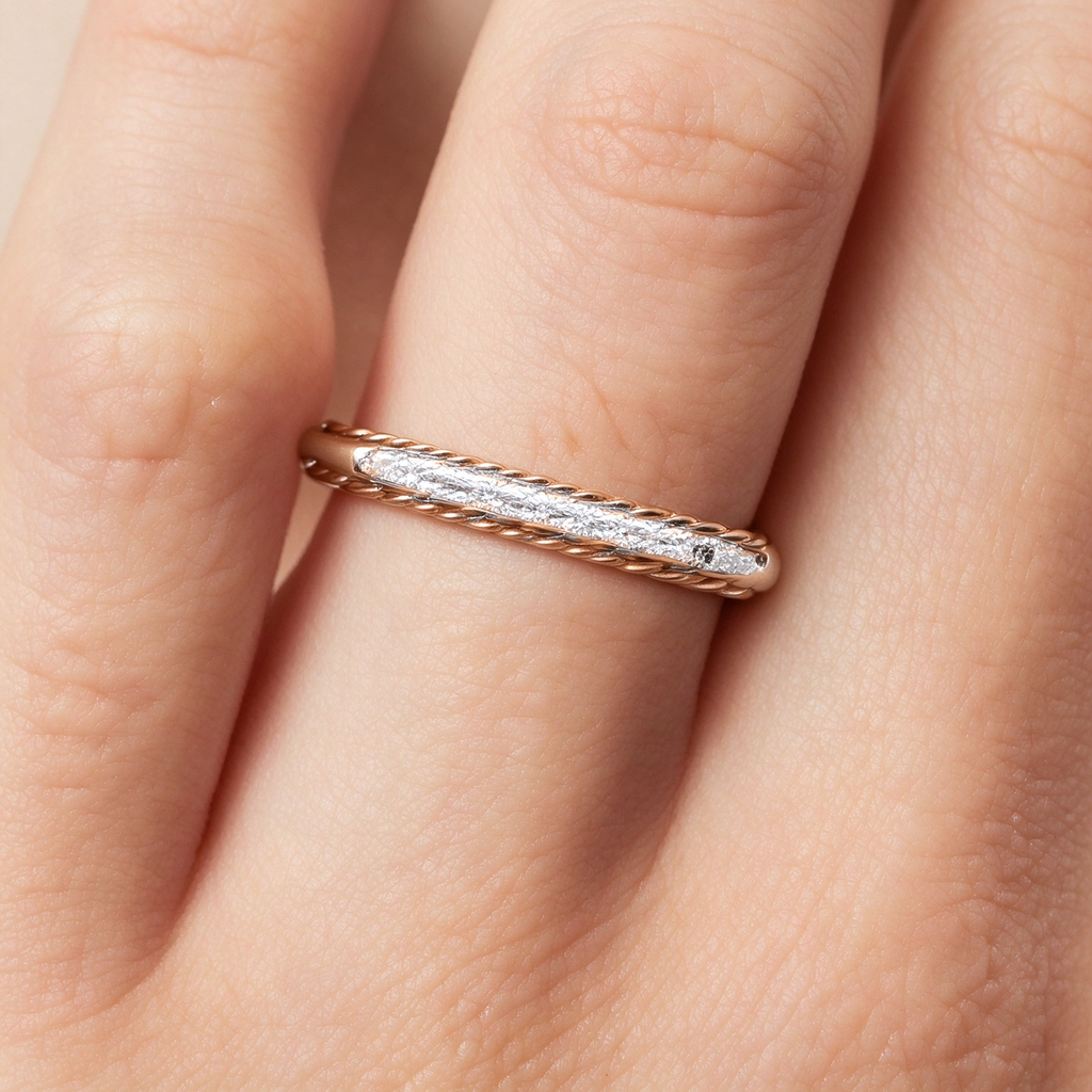 Tiffany. Together Milgrain Ring — Rose Gold Two-Tone Wedding Band