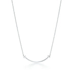 Tiffany T Smile Platinum Necklace—Medium Modern Curved Pendant