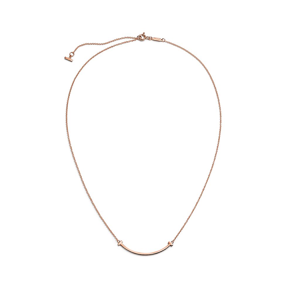 Tiffany T Smile Platinum Necklace—Medium Modern Curved Pendant