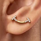 Tiffany T Smile Gold Earrings | Luxury Curved Stud Earrings – Women's Fine Jewelry