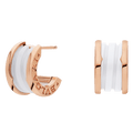 BVlgari B.zero1 Stud Earrings — Rose Gold and White Ceramic, Italian Luxury Jewelry