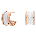 BVlgari B.zero1 Stud Earrings — Rose Gold and White Ceramic, Italian Luxury Jewelry