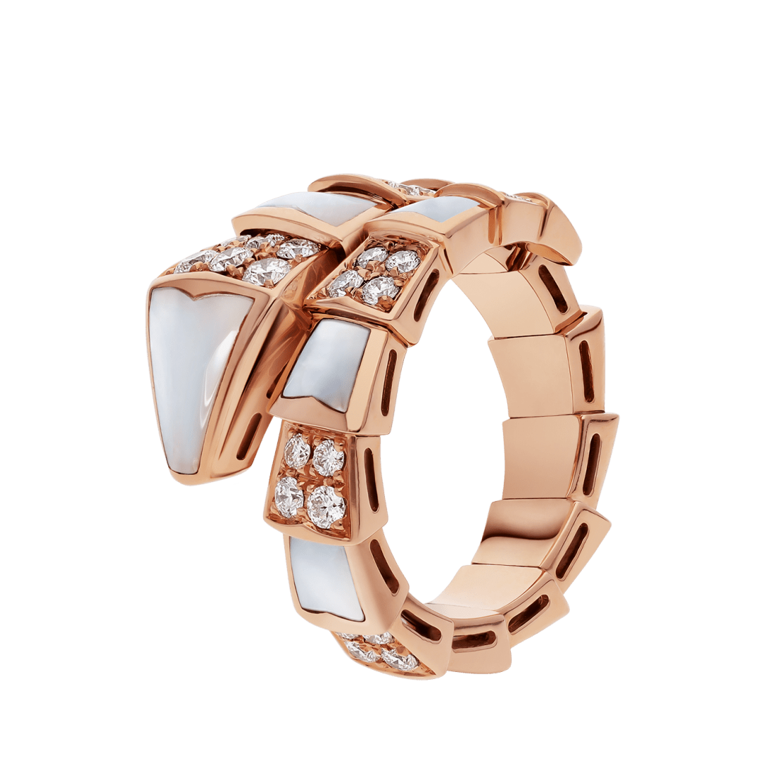 BVLGARI Serpenti Viper Single-Coil Ring – Rose Gold