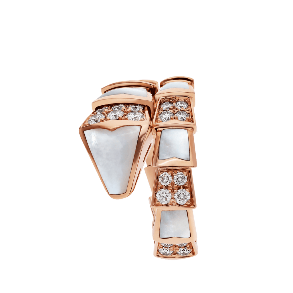 BVLGARI Serpenti Viper Single-Coil Ring – Rose Gold