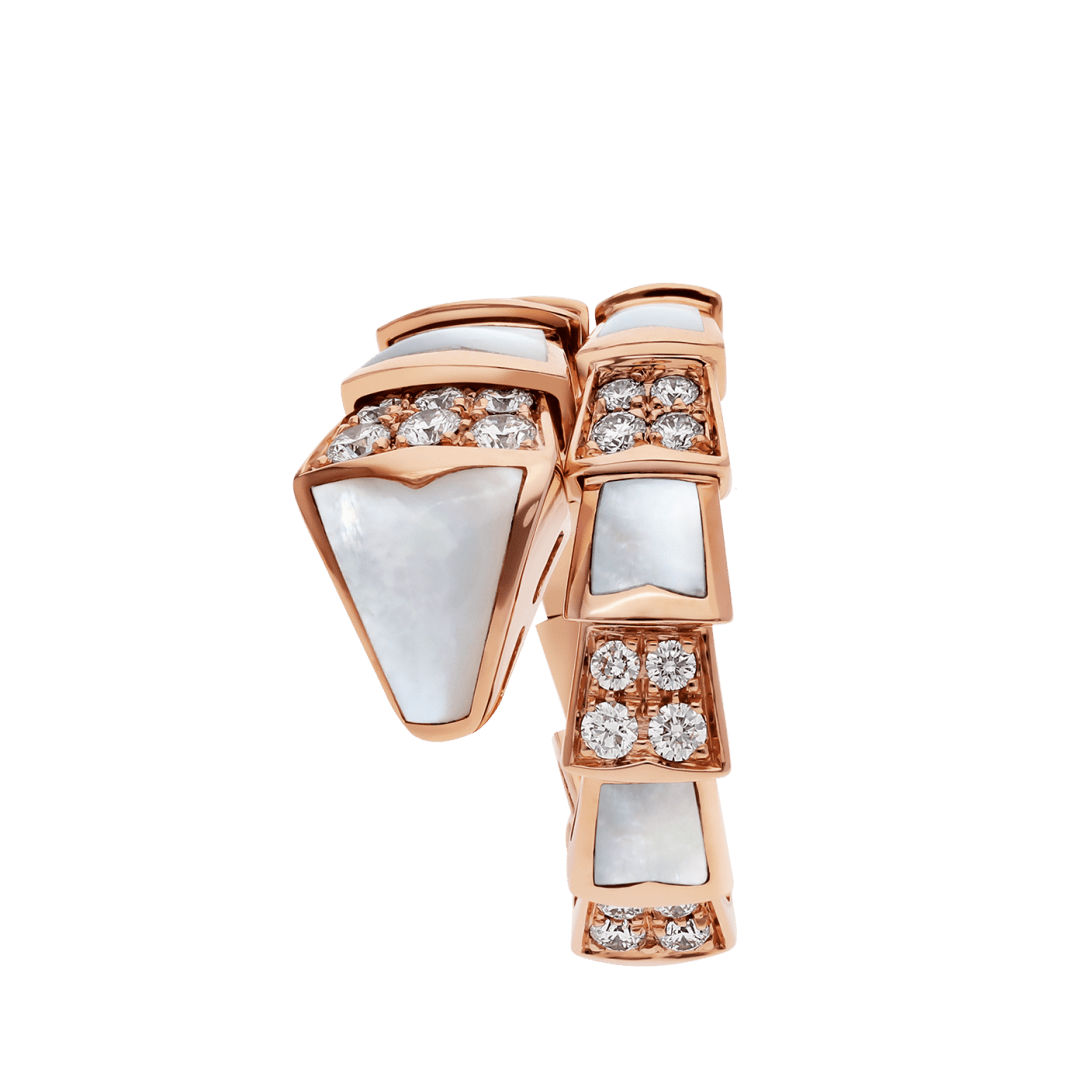 BVLGARI Serpenti Viper Single-Coil Ring – Rose Gold