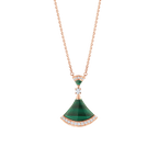 Bvlgari Divas' Dream Large Fan-Shaped Necklace in Rose Gold with Malachite and Diamonds