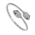 BVLGARI Serpenti Seduttori Bracelet – White gold, pavé diamonds, and emerald eyes