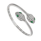 BVLGARI Serpenti Seduttori Bracelet – White gold, pavé diamonds, and emerald eyes