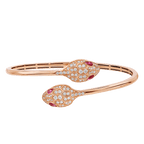 BVLGARI Serpenti Seduttori rose gold bracelet with pavé diamonds and rubellite eyes.
