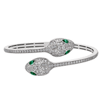 BVLGARI Serpenti Seduttori Bracelet – White gold, pavé diamonds, and emerald eyes