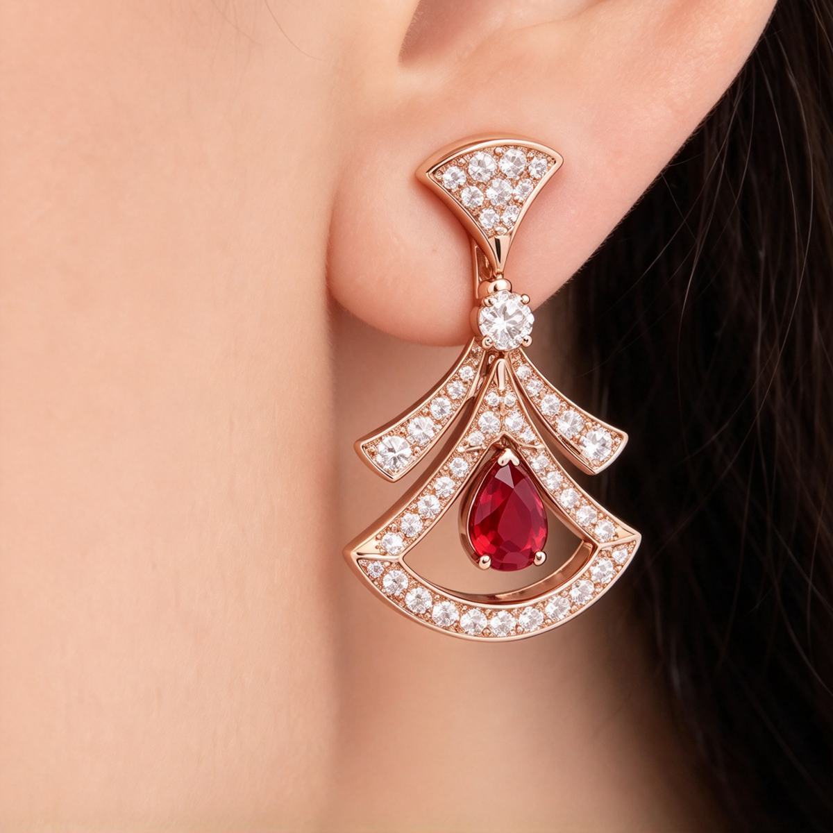BVlgari DIVAS' DREAM High Jewelry Drop Earrings — Rose Gold Italian Luxury Jewelry