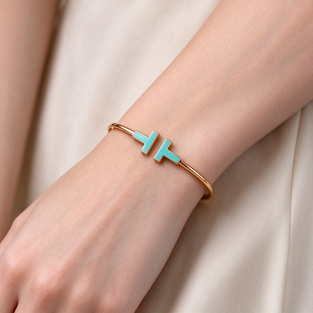 Tiffany Rose Gold T-Wire Double T Coil Bracelet