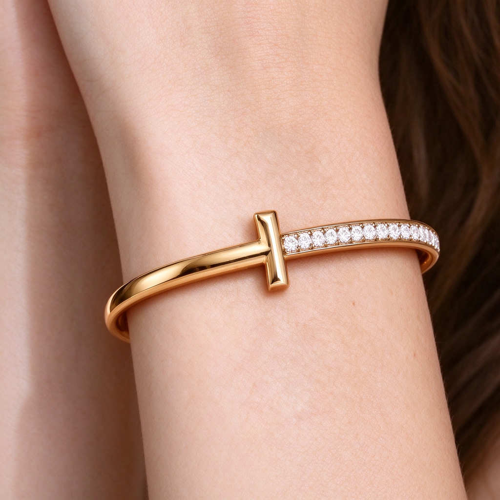 Tiffany T T1 Narrow Hinged Bangle (Yellow Gold)
