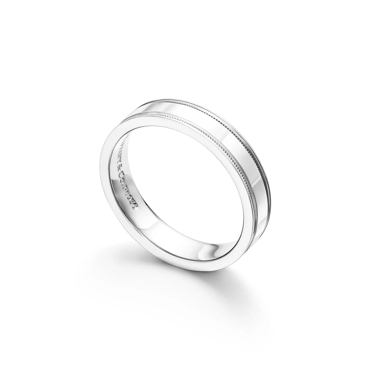 Tiffany Silver Milgrain Ring—Classic wide wedding band; Tiffany-style engagement ring for men and women.