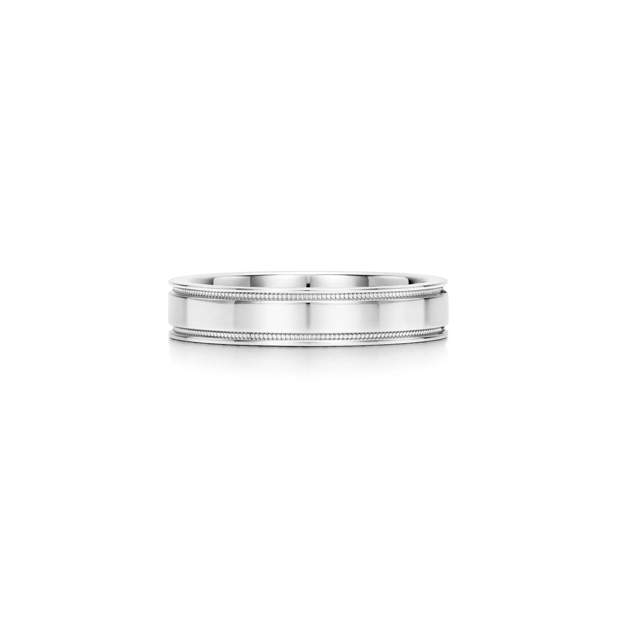 Tiffany Silver Milgrain Ring—Classic wide wedding band; Tiffany-style engagement ring for men and women.