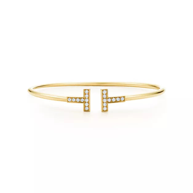 Tiffany T Collection Yellow Gold Double T Bracelet—Iconic Double T motif and timeless American luxury.