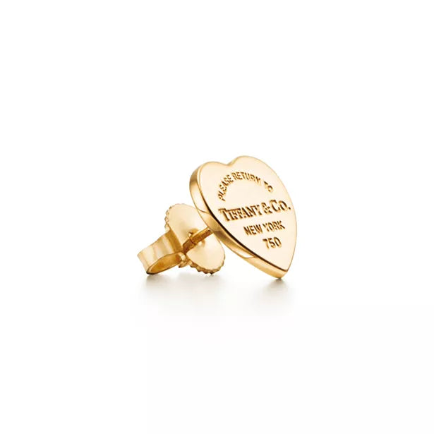 Tiffany & Co. Return to Tiffany Heart Tag Earrings in Yellow Gold | Classic Heart Stud Earrings – Women's Fine Jewelry