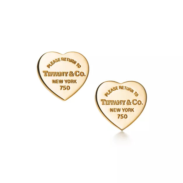 Tiffany & Co. Return to Tiffany Heart Tag Earrings in Yellow Gold | Classic Heart Stud Earrings – Women's Fine Jewelry