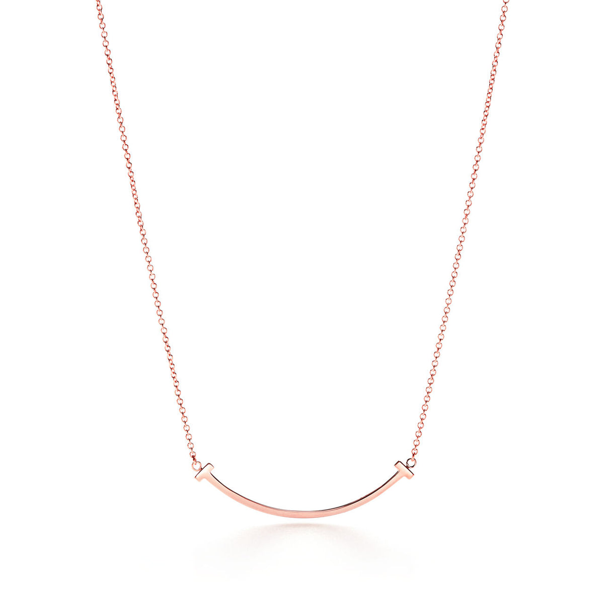 Tiffany T Smile Platinum Necklace—Medium Modern Curved Pendant