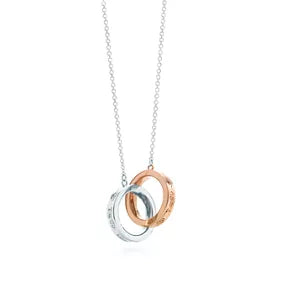 Tiffany & Co. Tiffany 1837 Gold Interlocking Circle Necklace — Two-Tone Double-Ring Pendant